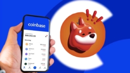 Coinbase Cryptocurrency Exchange running in mobile with BONK coin logo at right side