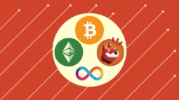 Cryptocurrency logos with orange backgorund