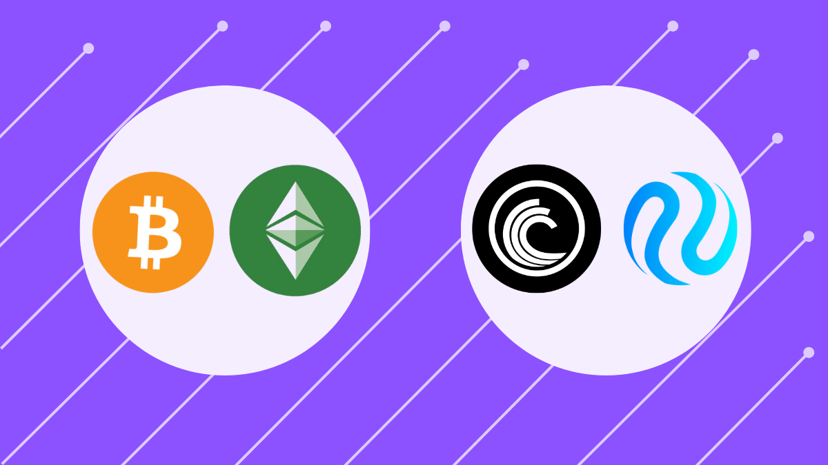 Bitcoin and ethereum , btt and inj cryptocurrencies logo