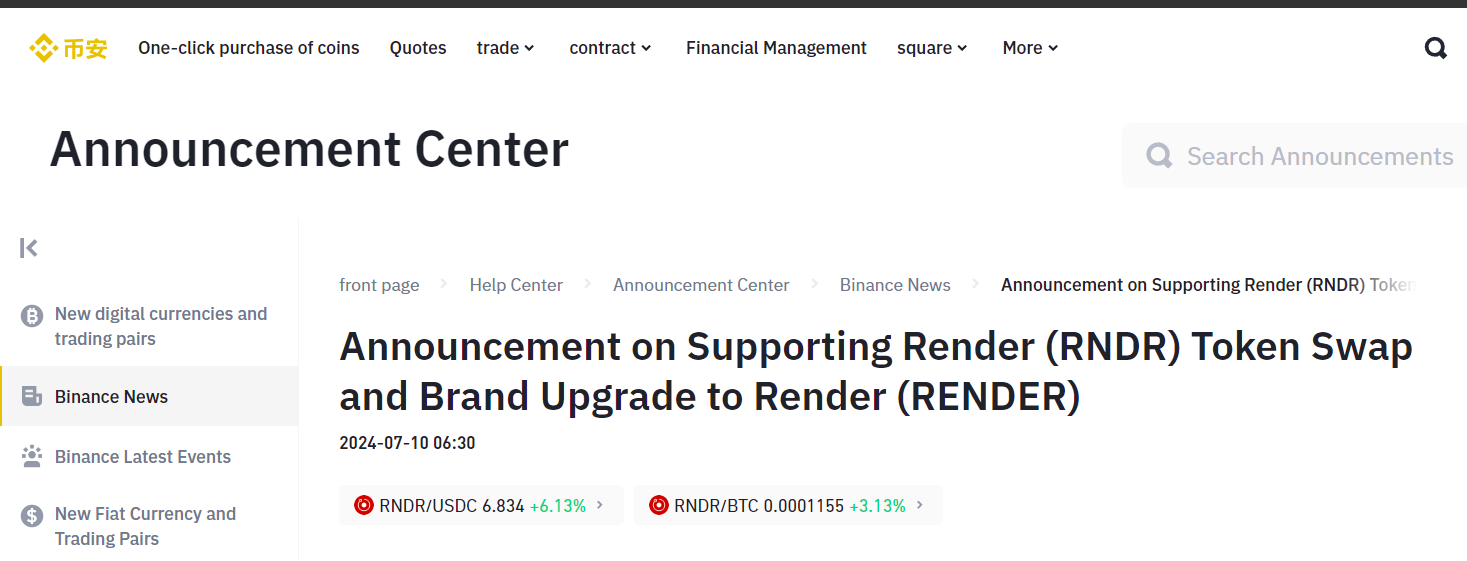 Binance-Announcement-Of-Render-Token