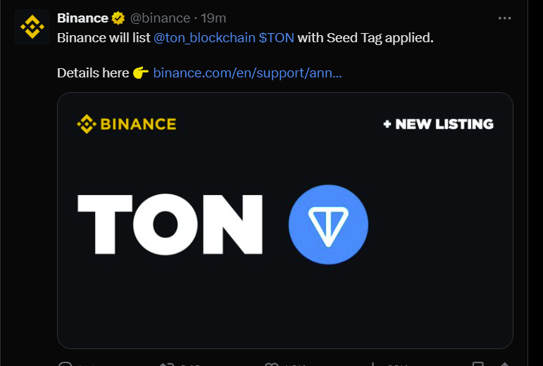 Binance tweet