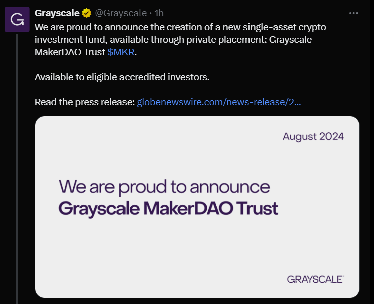 grayscale tweet about mkr coin