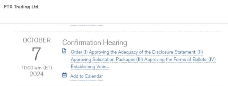 FTX HEARING SCHEDULE