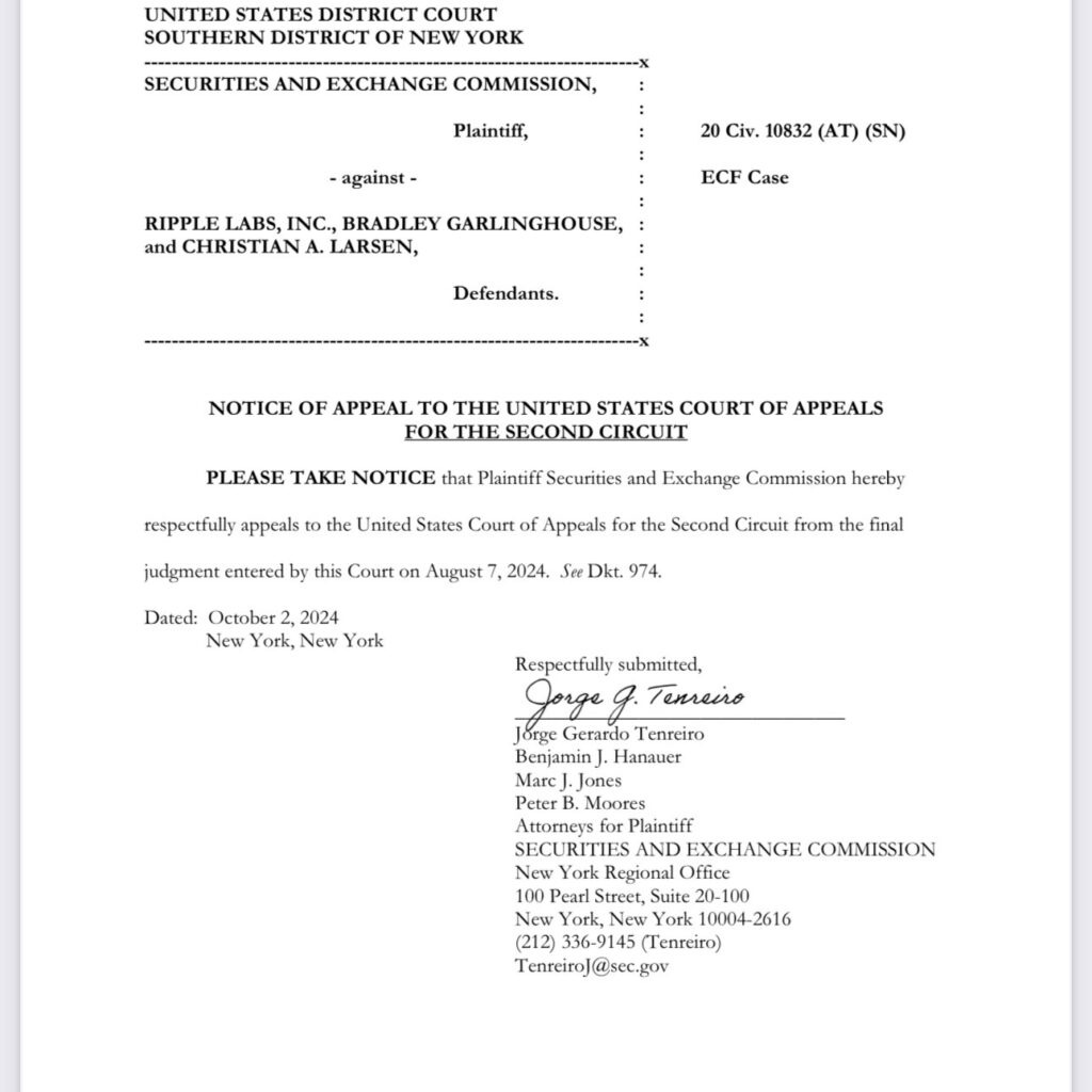 sec appeal against ripple from