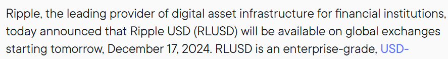 Ripple RLUSD Launch Data