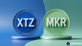 XTZ and MKR Tokens Logo
