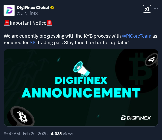 Digifinex Exchange Listing of PI Coin