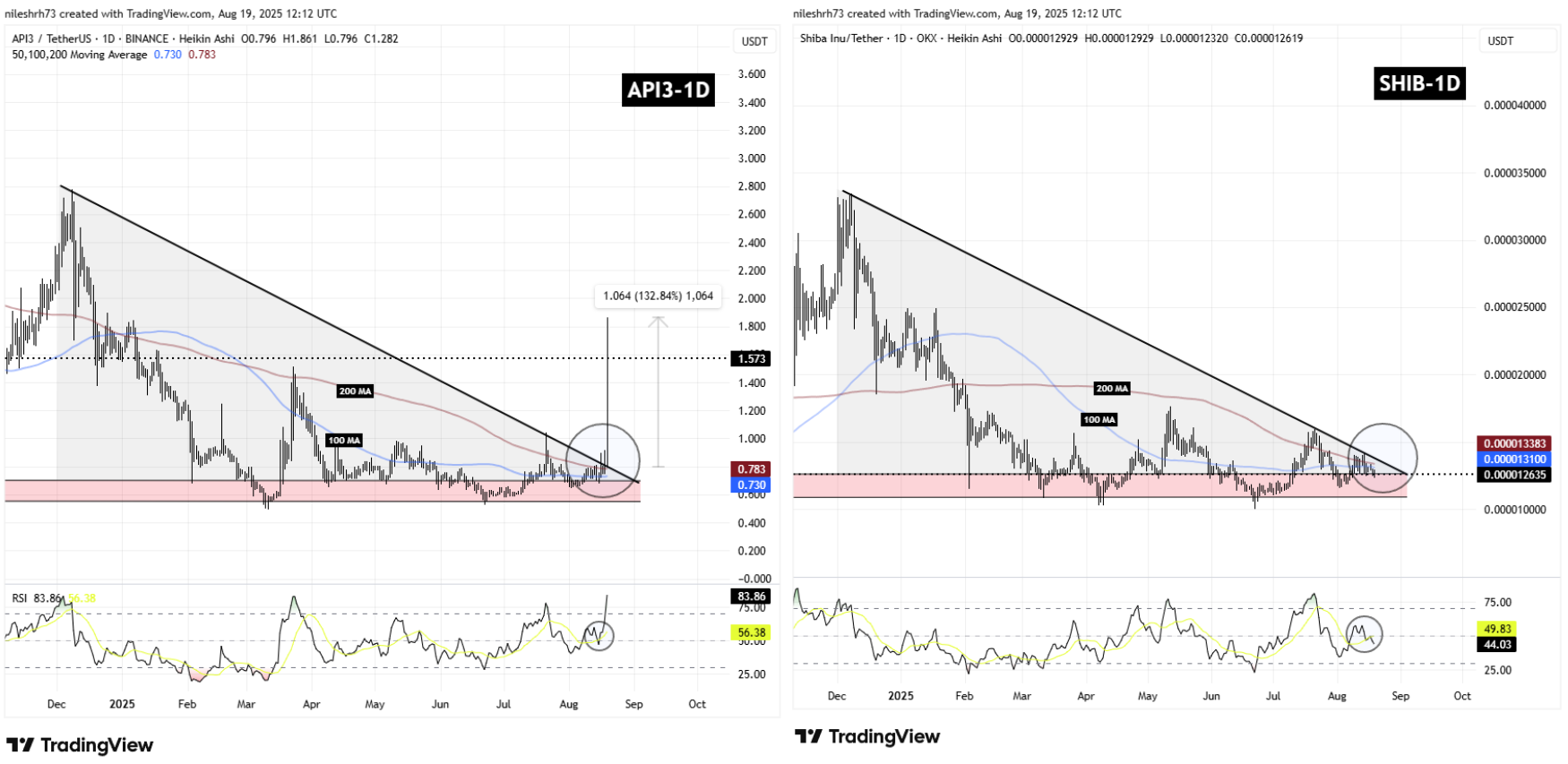 API3 and SHIB Fractal Chart