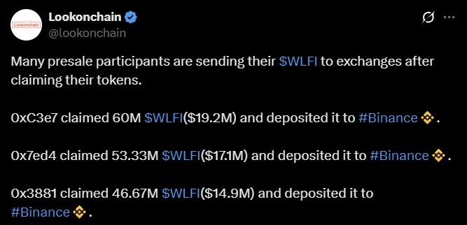 Lookonchain Data of WLFI
