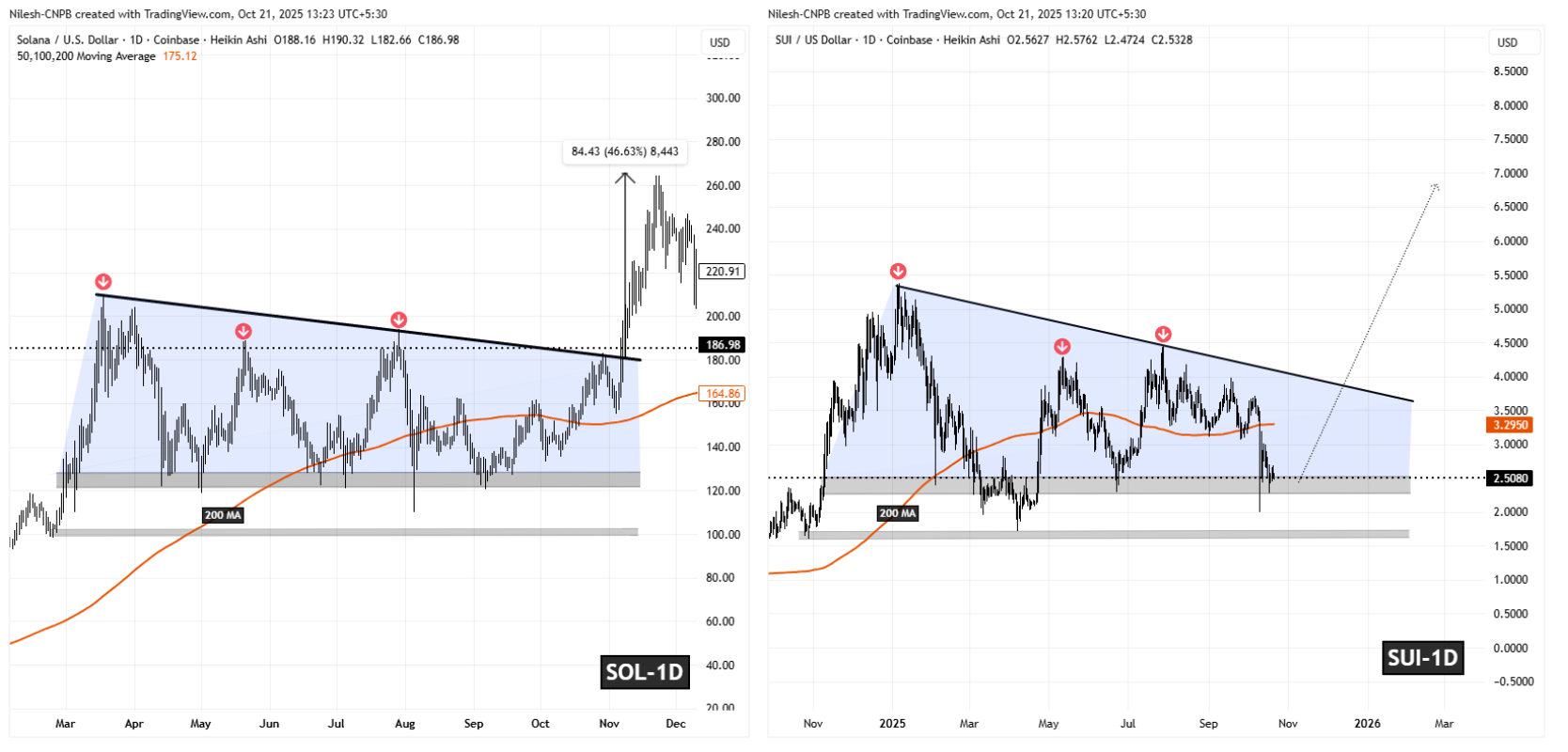 SOL and SUI Fractal Chart