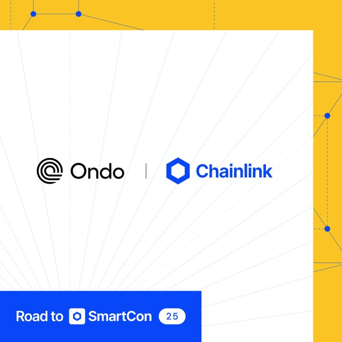 Ondo Finance partners with Chainlink, establishing Chainlink as the data standard for Ondo’s tokenized stocks and ETFs and making CCIP the preferred cross-chain solution