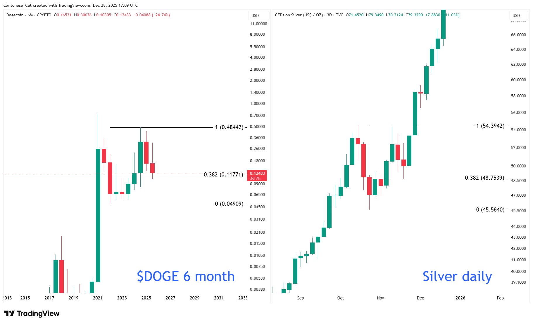 DOGE and SILVER Fractal Chart