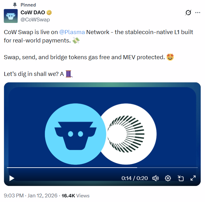 COW Swap and Plasma Partnership