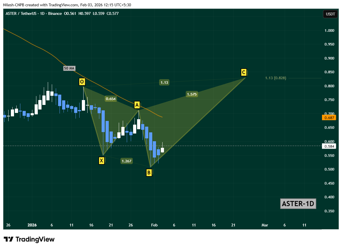 Aster (ASTER) Daily Chart Showing Bearish shark Pattern