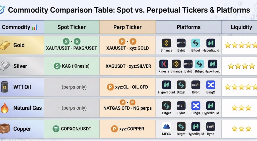 Commodity Comparison Table