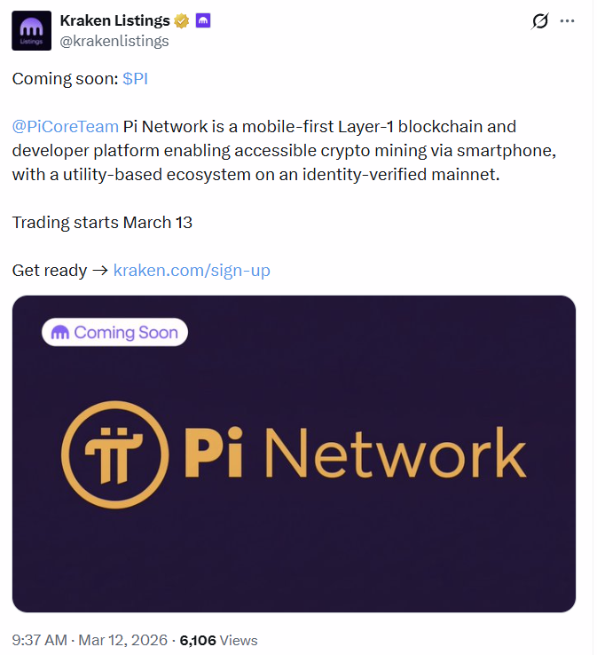 Kraken Announced Pi Network (PI) Listing