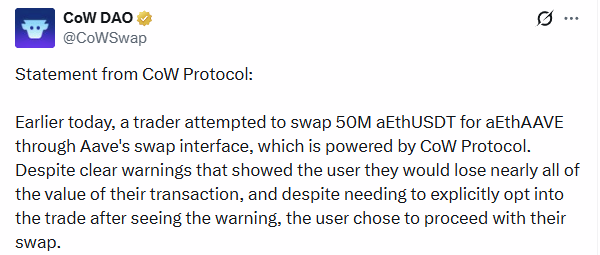 Statement from Cow Protocol