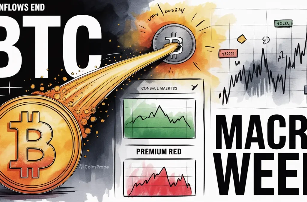 Bitcoin Ends 9-Day ETF Inflow Run, Coinbase Premium Turns Red as Volatile Macro Week Begins