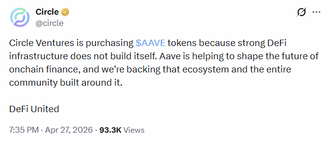 Circle announces AAVE token buying