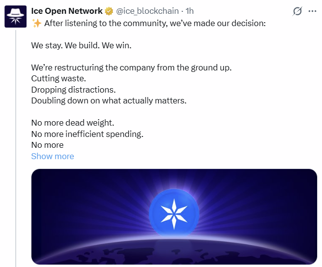 Ice Open Network Restructure Announcement