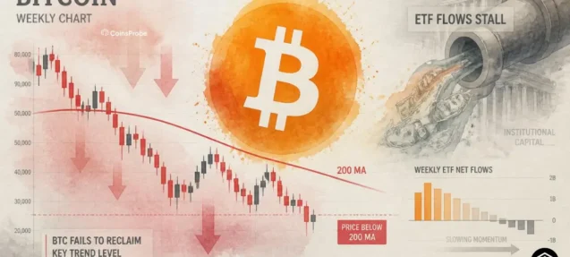 Bitcoin Faces Weekly Pressure After Failing to Reclaim 200 MA — BTC ETF Flows Stall