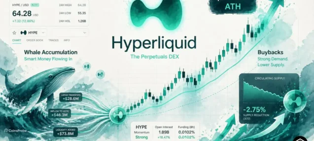 Hyperliquid (HYPE) Surges to New ATH of $64.28 as Whales and Buybacks Fuel Rally
