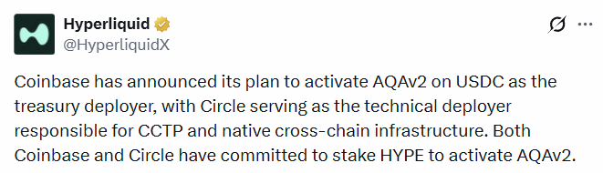Hyperliquid announced both conbase and circle commited to stkake HYPE