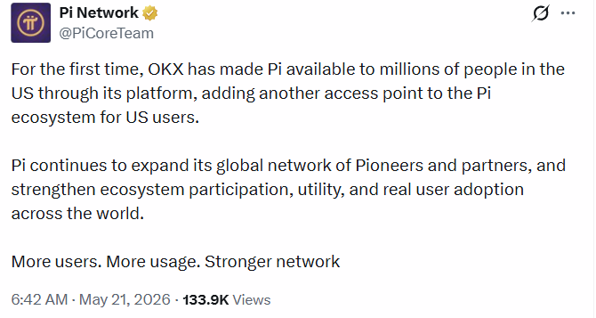 OKX Made PI Available in the US