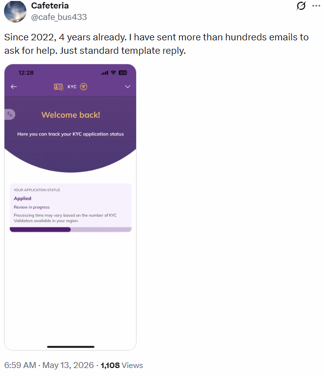 Pi Network User Complaining about KYC Issue