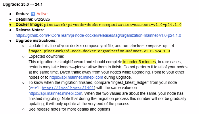 Pin Node Upgrade 23 to 24