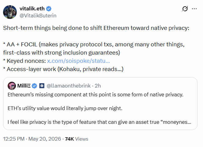 Vitalik on Ethereum's Native Privacy