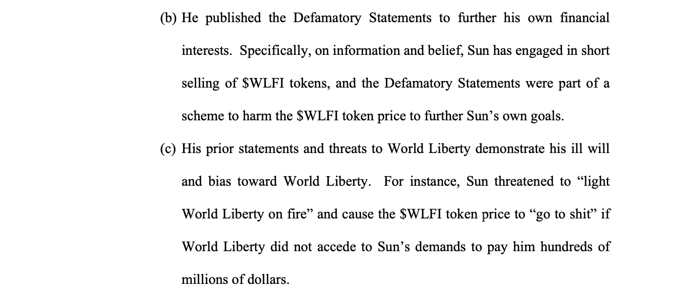 WLFI Lawsuit on Justin Sun