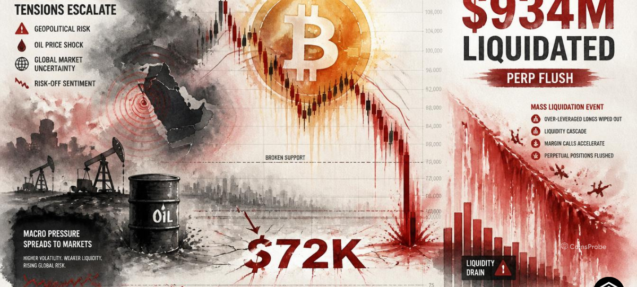 Why Bitcoin Crashed Today — US-Iran Tensions, $934M Liquidated and a Massive Perp Flush