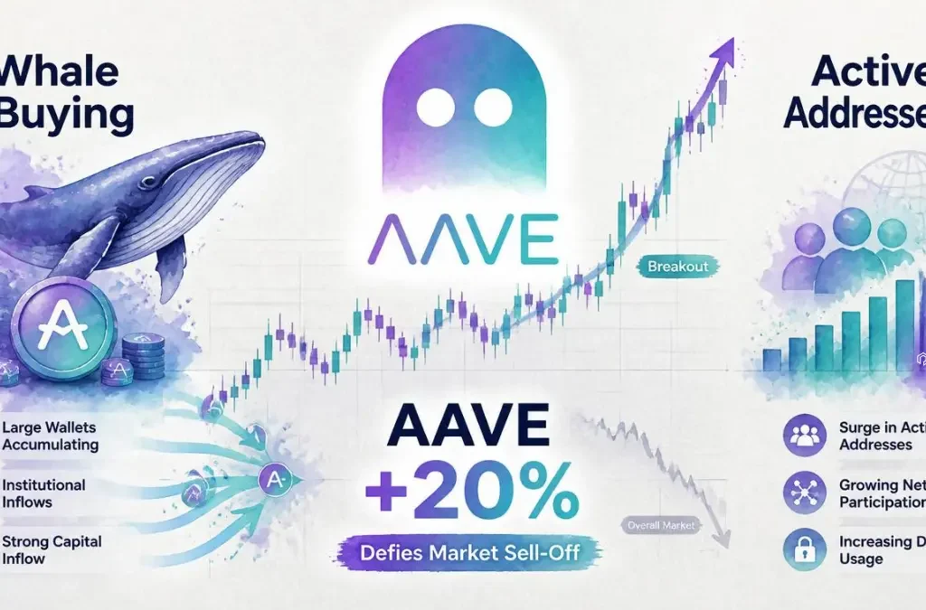 Aave (AAVE) Defies Market Sell-Off, Rises ~20% as Whales and Active Addresses Surge