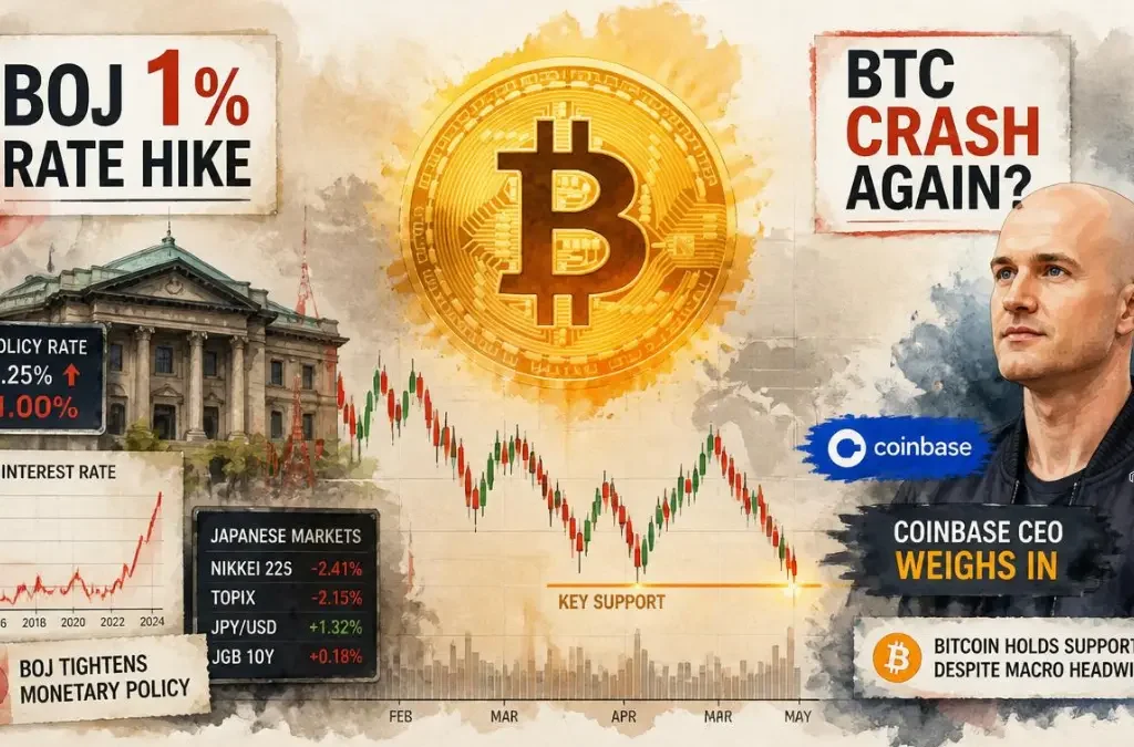 BOJ Rate Hike to 1%: Is Another Bitcoin Crash Coming? Coinbase CEO Weighs In