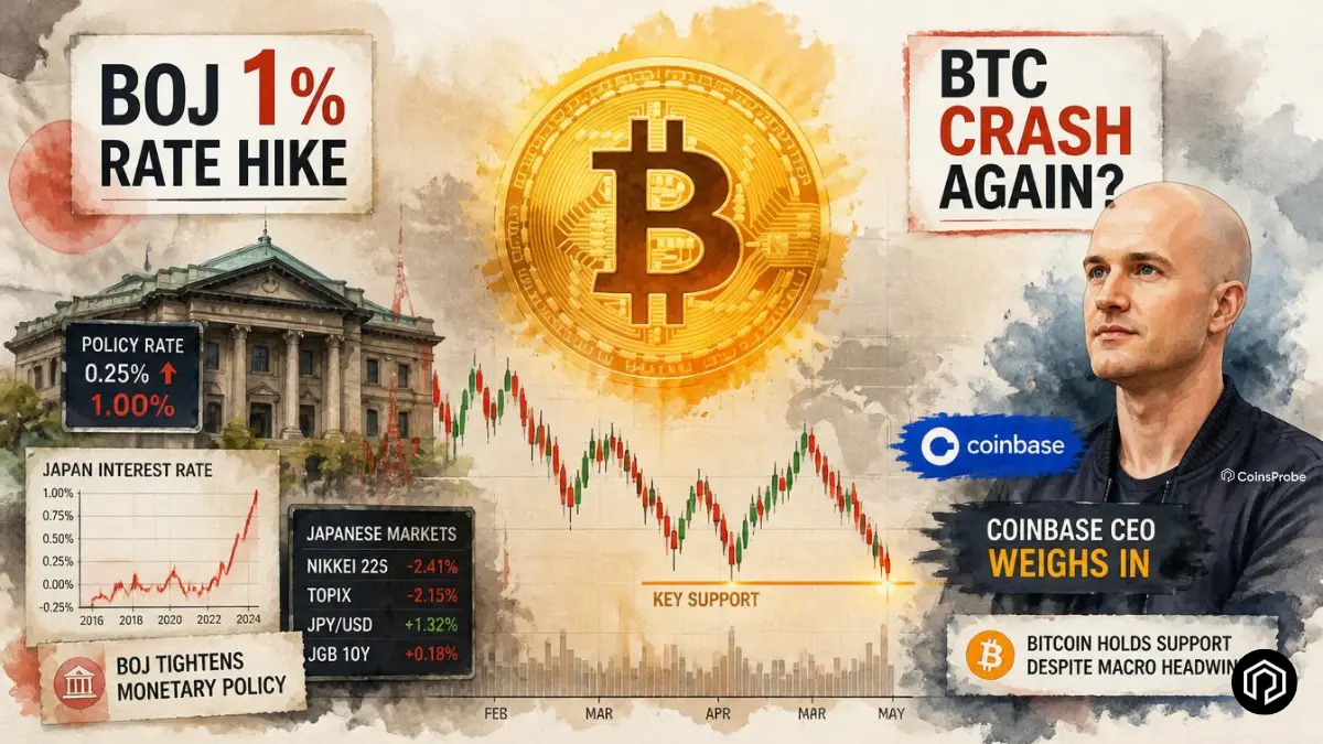 BOJ Rate Hike to 1%: Is Another Bitcoin Crash Coming? Coinbase CEO Weighs In