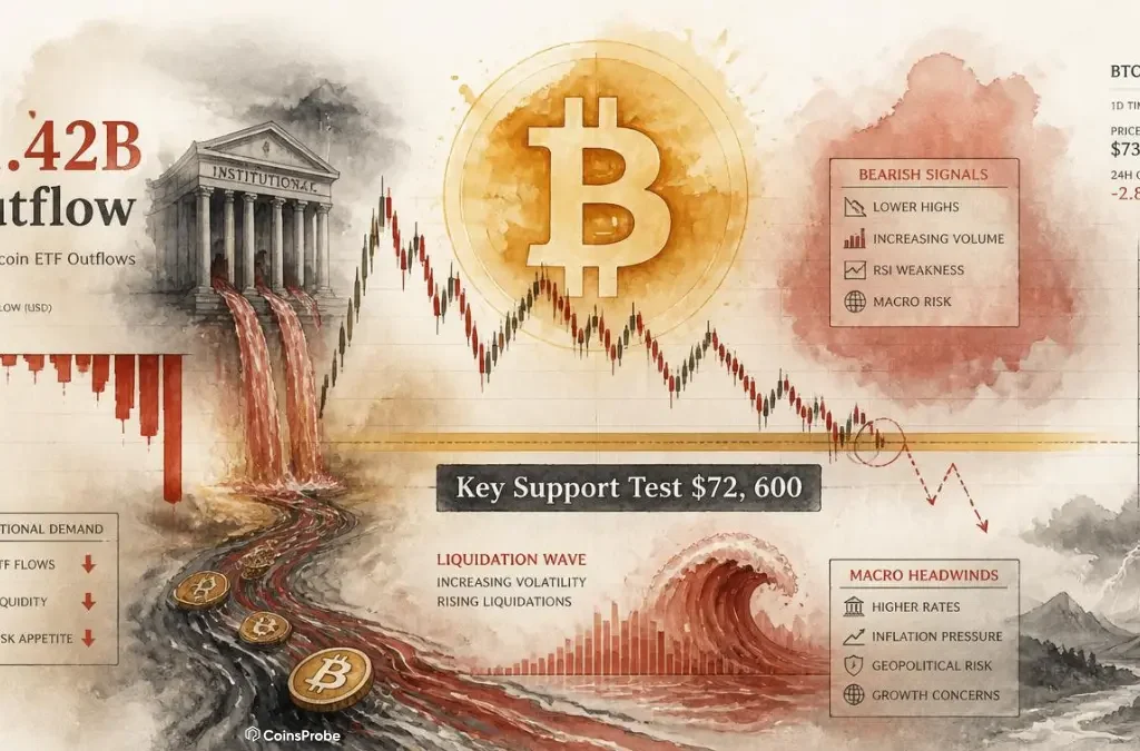 Bitcoin Spot ETFs See Third Highest Weekly Outflow on Record — $1.42B Exit as BTC Testing Key Support