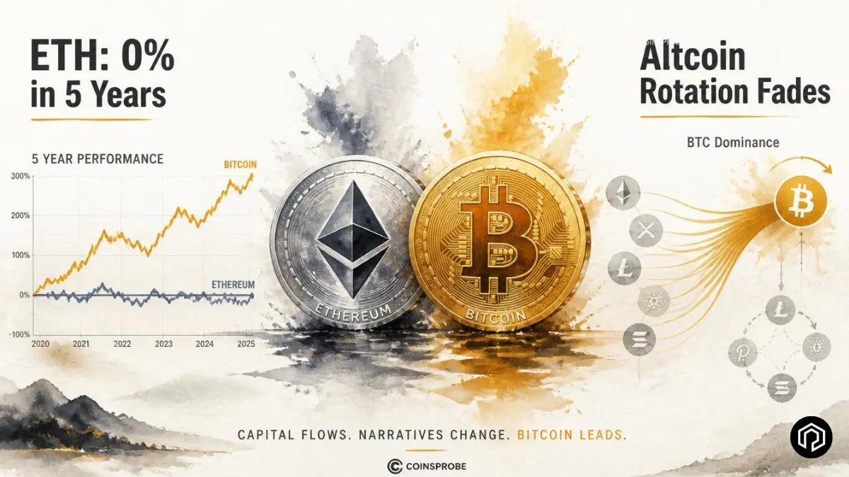 Ethereum Delivered Zero Returns in 5 Years as Bitcoin-to-Altcoin Rotation “Basically Disappears”