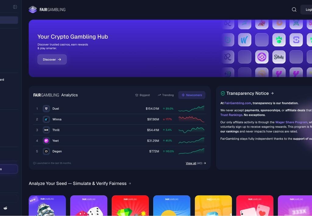 FairGambling Launches Crypto Casino Review and Analytics Platform With Provably Fair Tools and Extra Rewards