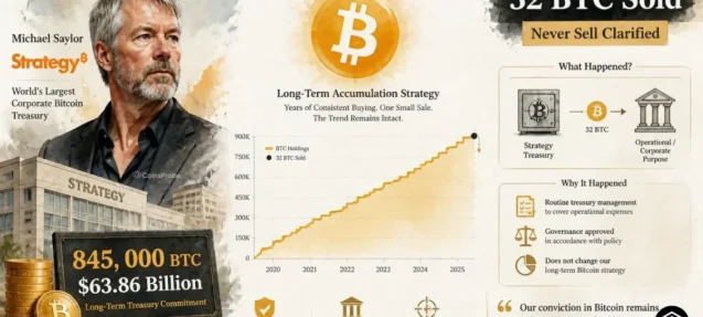 Michael Saylor Explains Why Strategy Sold 32 Bitcoin – “Never Sell” Clarified