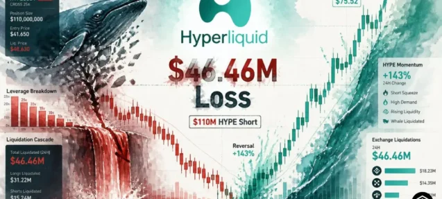 One Trade Wiped 10 Months of Profits — Hyperliquid Whale’s $110M HYPE Short Cost $46.46M