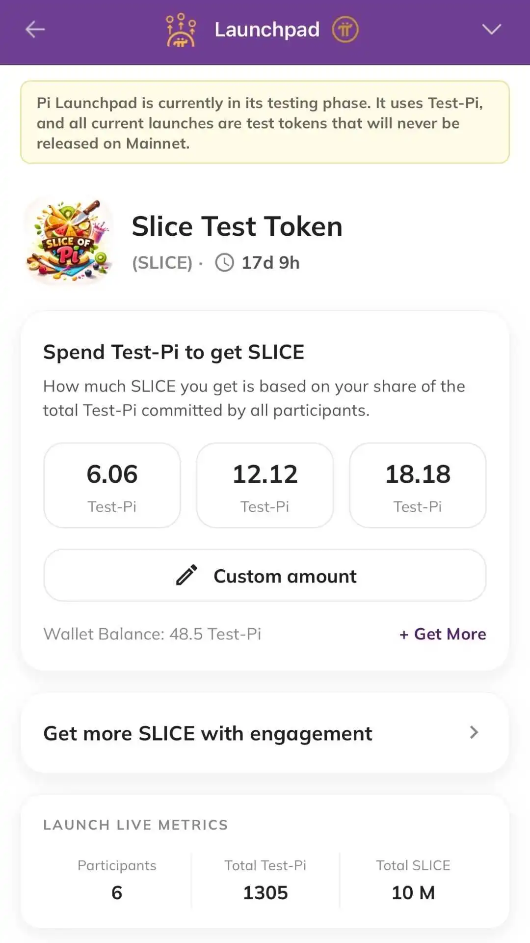 SLICE test token
