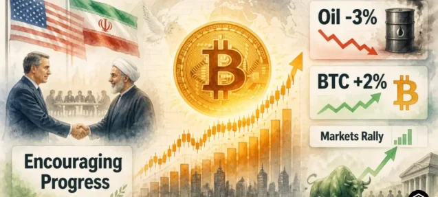 U.S.-Iran Talks Yield “Encouraging Progress” — Markets Rally as Oil Drops 3% and Bitcoin Rises 2%