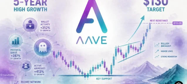 AAVE Surges with 5-Year High Daily Network Growth — Technical Setup Points to $130 Target
