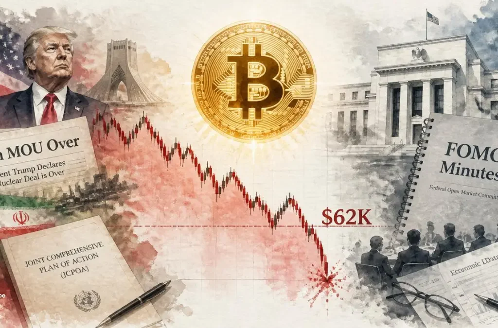 Bitcoin Drops Below $62K as Trump Declares Iran MOU "Over" — FOMC Minutes Looms