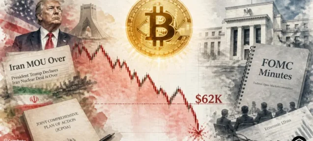 Bitcoin Drops Below $62K as Trump Declares Iran MOU “Over” — FOMC Minutes Looms
