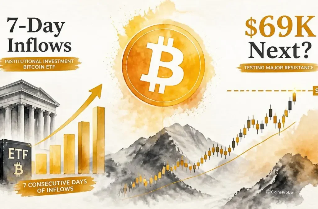 Bitcoin ETFs See First 7-Day Inflow Streak in 9 Months — Can It Break $69K?