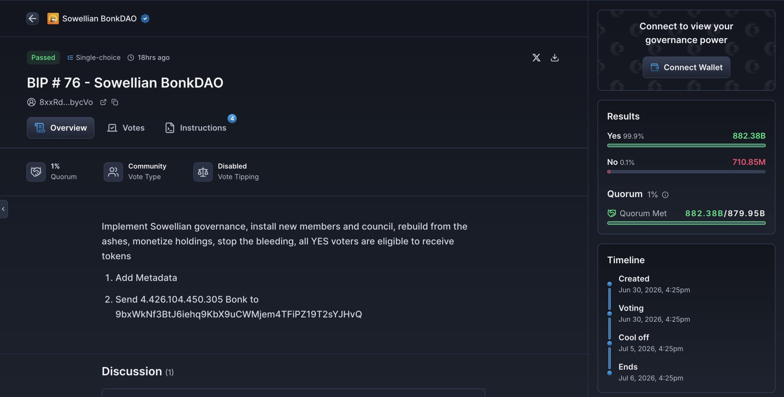 attacker submitted BIP-76 — a governance proposal