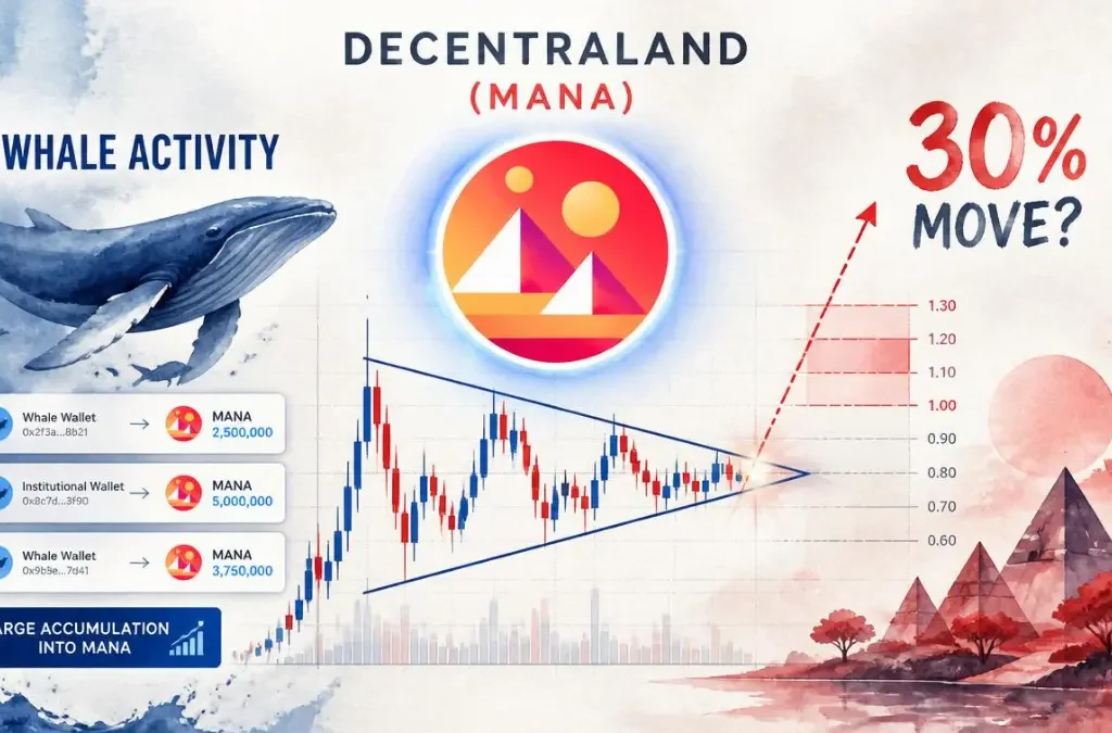 Decentraland (MANA) Surges in Whale Activity as Triangle Pattern Points to 30% Move