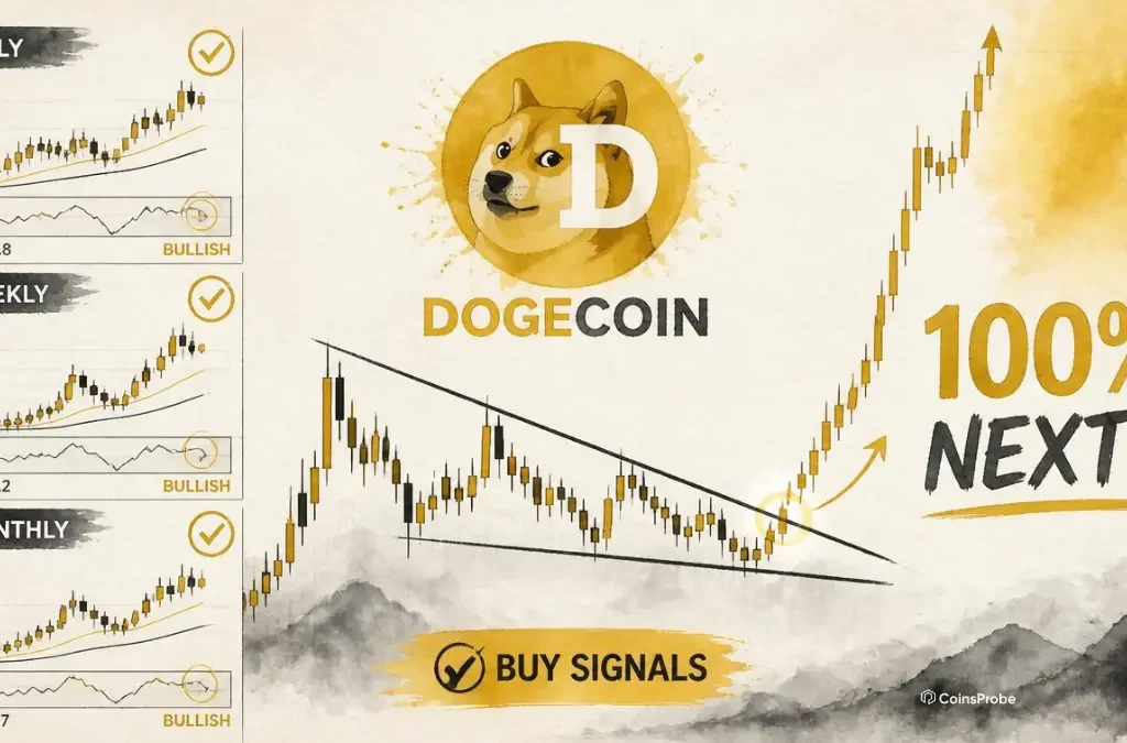 Dogecoin Flashes Rare Multi-Timeframe Buy Signals as Falling Wedge Targets 100% Upside